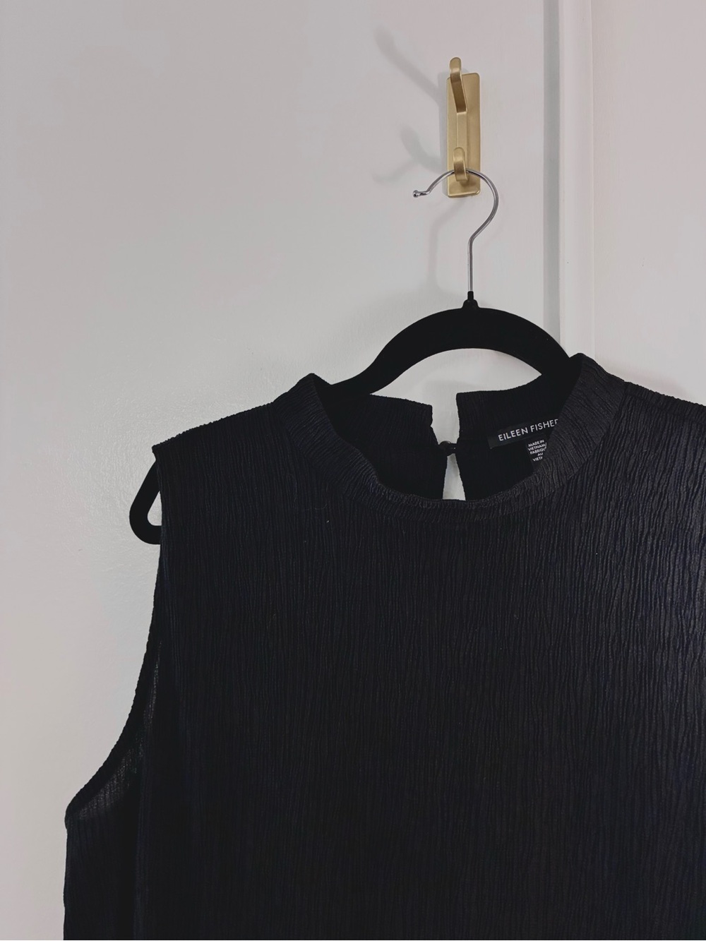 Eileen Fisher Black Sleeveless Mock Neck Shift Dress XL - Picture 8 of 8